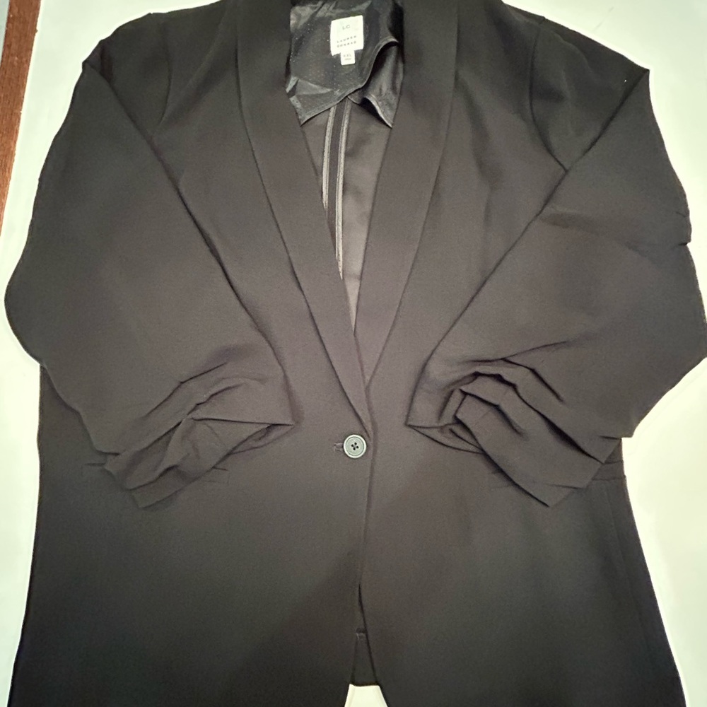 Lauren Conrad LC Women Shawl Collar Blazer Solid Black Jacket 1 Button XXL NWT